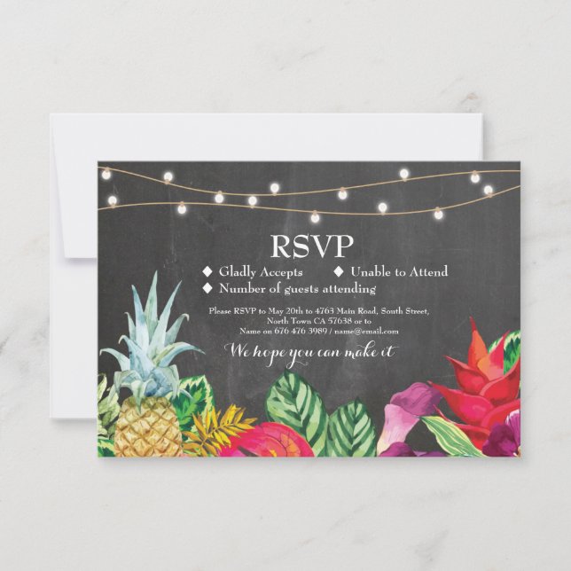 Convite de Casamento RSVP Cartões Aloha Tropical (Frente)