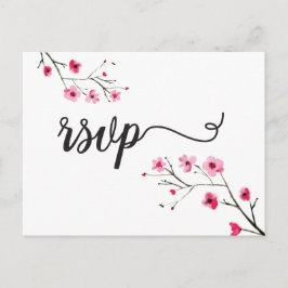 Convite de Casamento RSVP com Flor de Cerejeira em