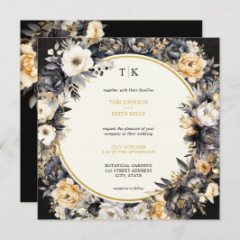 Convite de Casamento RSVP de Código QR Floral de M