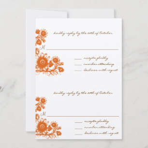 Convite de Casamento RSVP de Flores de Orange Vint