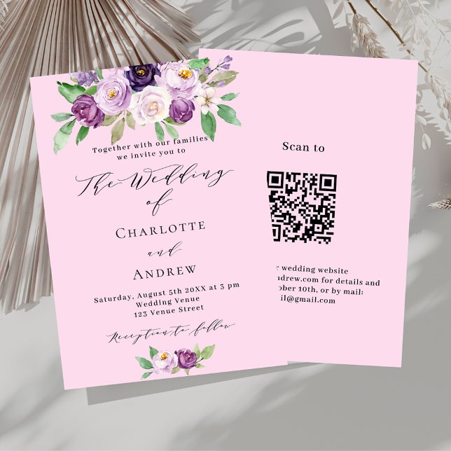 Convite de casamento RSVP detalhes código QR flora (Criador carregado)