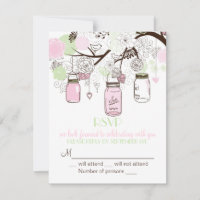 Convite de Casamento RSVP em Pote de Vidro Rosa Ve