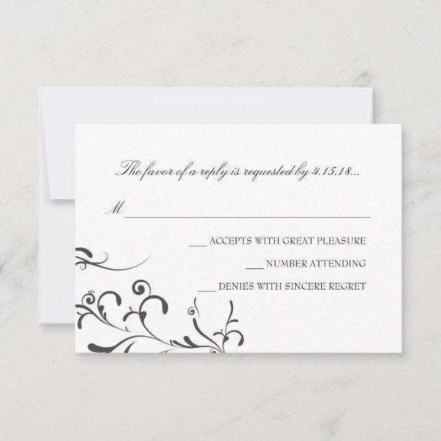 Convite de casamento - RSVP | Floral Grace |wb (Frente)