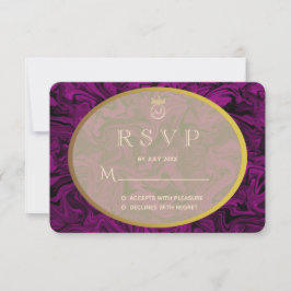 Convite de Casamento RSVP Luxo Roxo e Dourado