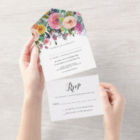 Convite de Casamento RSVP Perfurado Removível Tudo