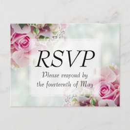 Convite de casamento RSVP Postcard Roses Rosa