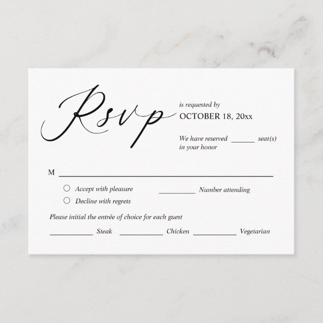 Convite de Casamento RSVP Responder, Cartão de Opç (Frente)