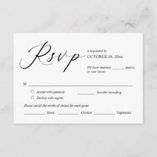 Convite de Casamento RSVP Responder, Cartão de Opç