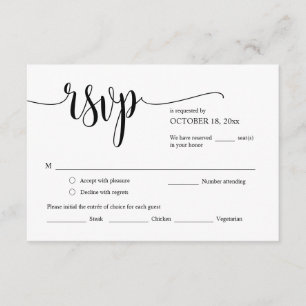 Convite de Casamento RSVP Responder, Cartão de Opç