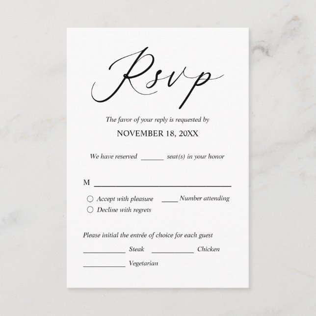 Convite de Casamento RSVP Responder, Opções de Ref (Frente)