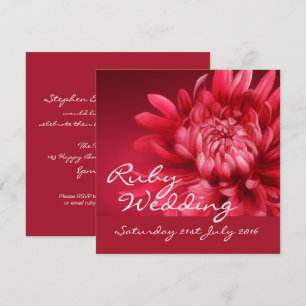 Convite de casamento rubi 40 anos quadrado