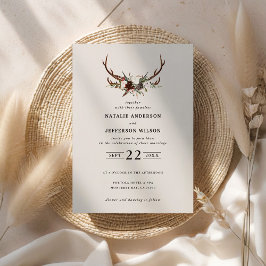 Convite de casamento russo de galhadas com flores