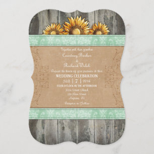 Convite de casamento Russo De Girassol Verde Mint