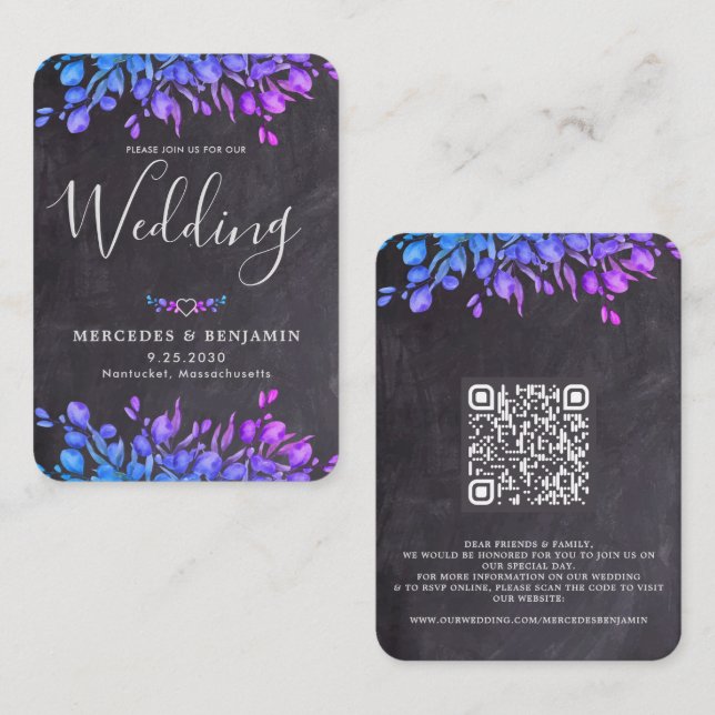 Convite de casamento Russo do Código de QR Eucalyp (Frente/Verso)