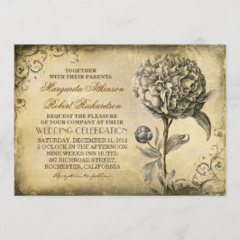 convite de casamento russo vintage com peony blom