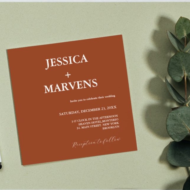 Convite de Casamento Rust Orange Terracotta Rust (Criador carregado)