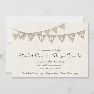 Convite De Casamento Rustic Burlap Pennant