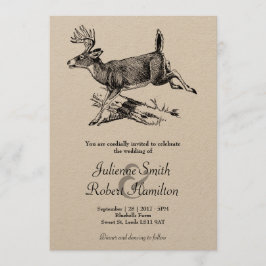 Convite de Casamento Rustic Deer Woodland