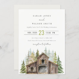Convite de casamento Rustic Elegant Pine Forest
