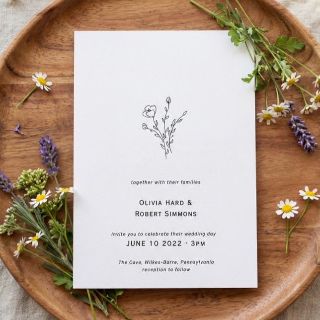 Convite De Casamento Rustic Floral Minimalista (Criador carregado)