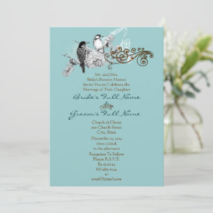 Convite De Casamento Rustic Lovebird