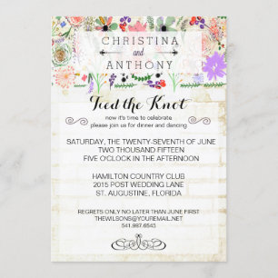 Convite de casamento Rustic Mini Flower Water Colo