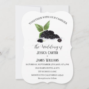 Convite De Casamento Rustic Watercolor Blackberry