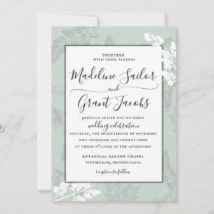 Convite De Casamento Rustic Woodland Foliage Sage