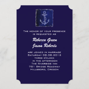 convite de casamento rústico âncora azul náutico