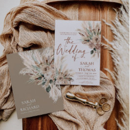 Convite de Casamento Rústico Bege Boho Outono