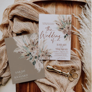 Convite de Casamento Rústico Bege Boho Outono