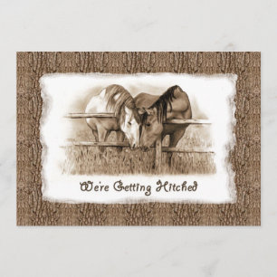 Convite de Casamento Rústico: Casando: Cavalos