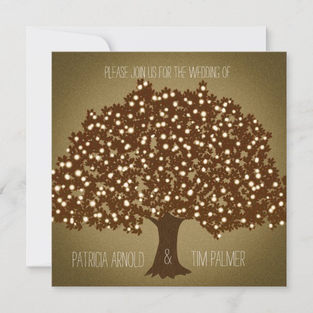 Convite de Casamento Rústico com Árvore Iluminada  (Frente)