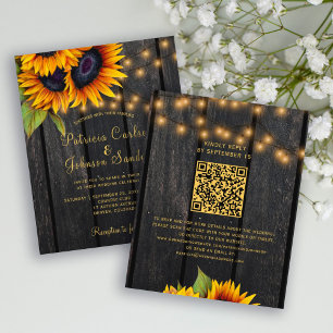 Convite de casamento rústico com código QR econômi