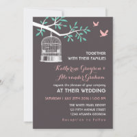 Convite de Casamento Rústico com Gaiola de Pássaro