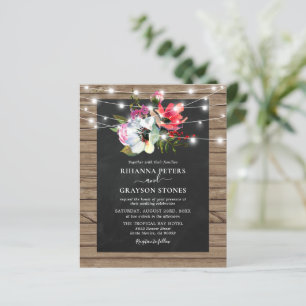 Convite de Casamento Rústico com Luzes Florais Eco