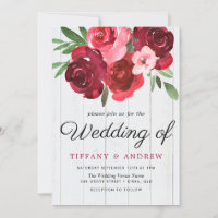 Convite de casamento Rústico das Rosas vermelhas R