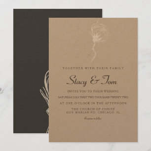 Convite de Casamento Rústico de Algodão Elegante