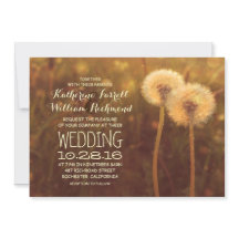 convite de casamento rústico de casal de dandelion