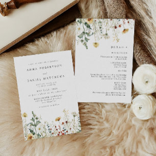 Convite de Casamento Rústico de Flores Silvestres