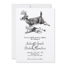 Convite de Casamento Rústico de Madeira com Veado