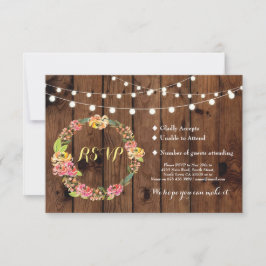 Convite de Casamento Rústico de Madeira Floral Tik