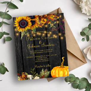 Convite de casamento rústico de madeira para outon