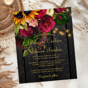 Convite de casamento rústico de outono com girassó