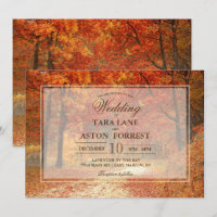 Convite de Casamento Rústico de Outono de Árvore