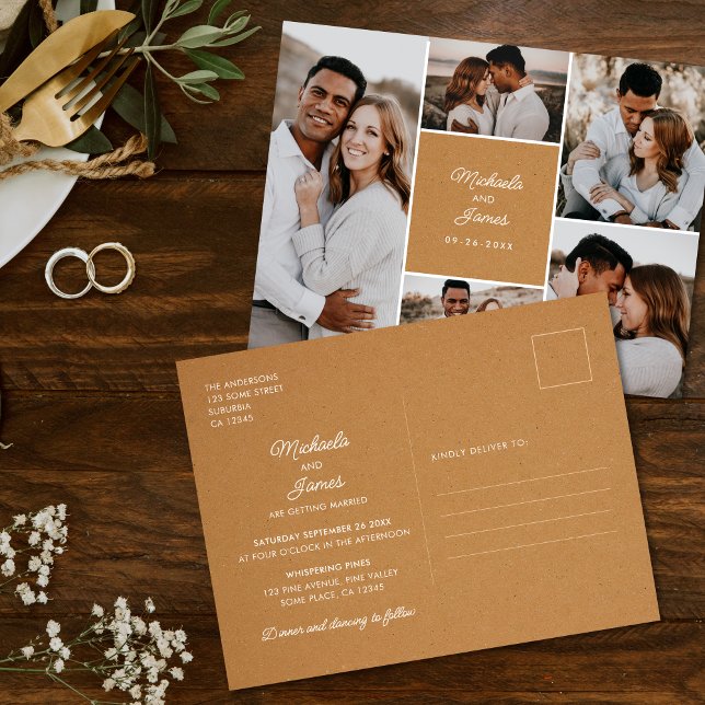 Convite de Casamento Rústico de Papel Kraft Falso  (Criador carregado)