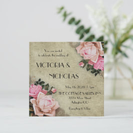 Convite de casamento rústico de rosas