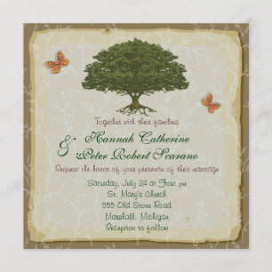 Convite de Casamento Rústico Elegante Carvalho