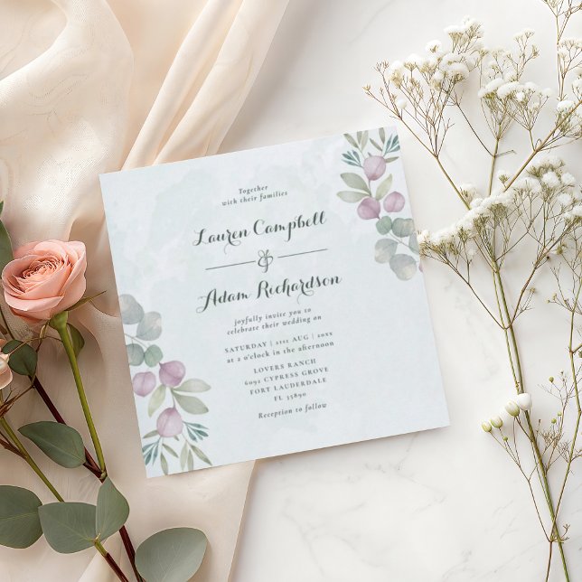 Convite de Casamento Rústico Eucalipto Verde Salvi (Criador carregado)