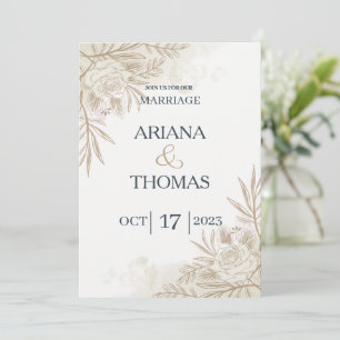 Convite de casamento rústico floral boho moderno